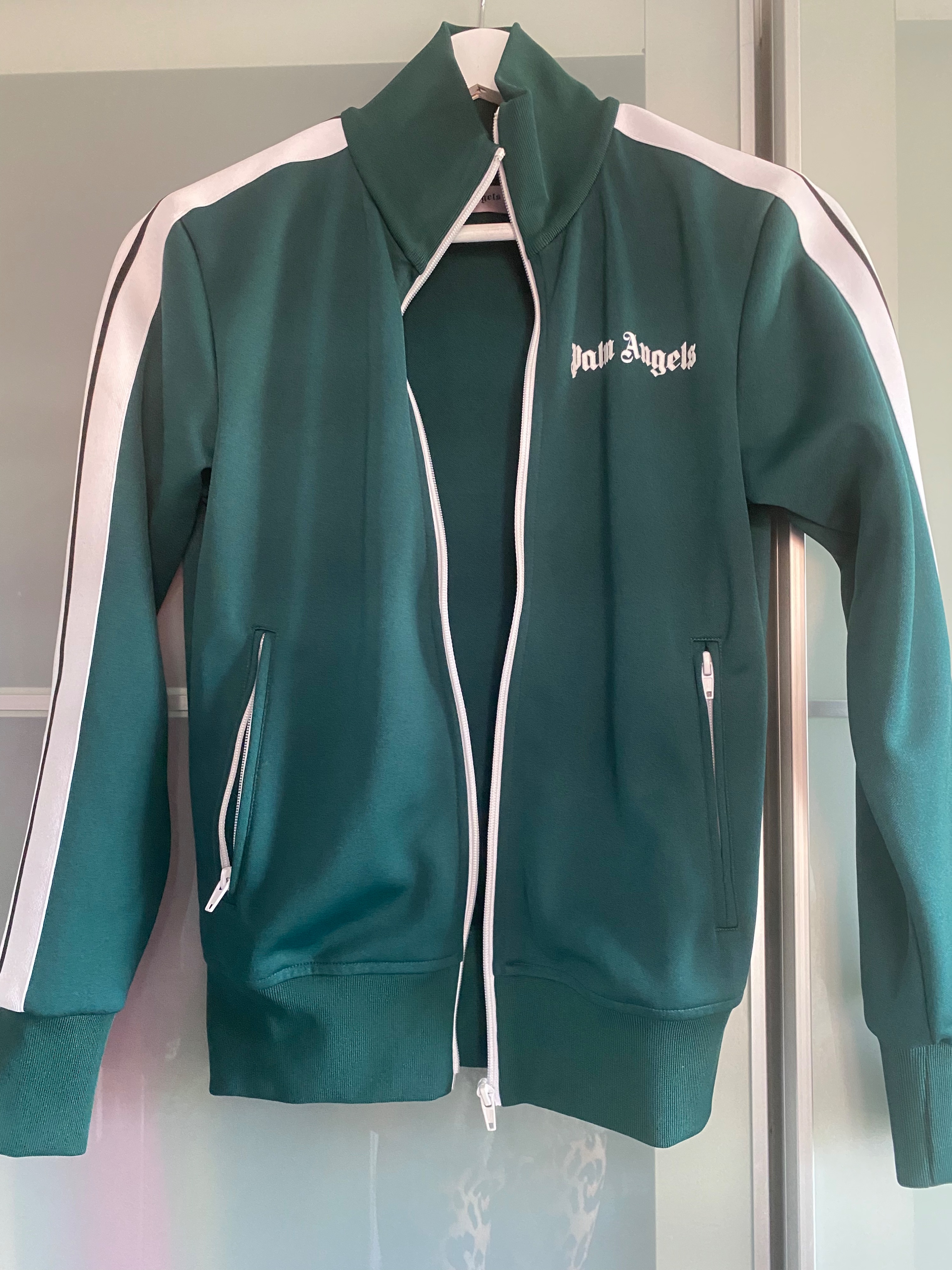 Palm Angels green logo-print track jacket Size XS nylon