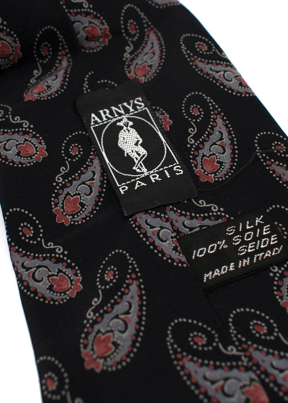 Men's Preowned Arnys Paris Black Pattern Tie silk