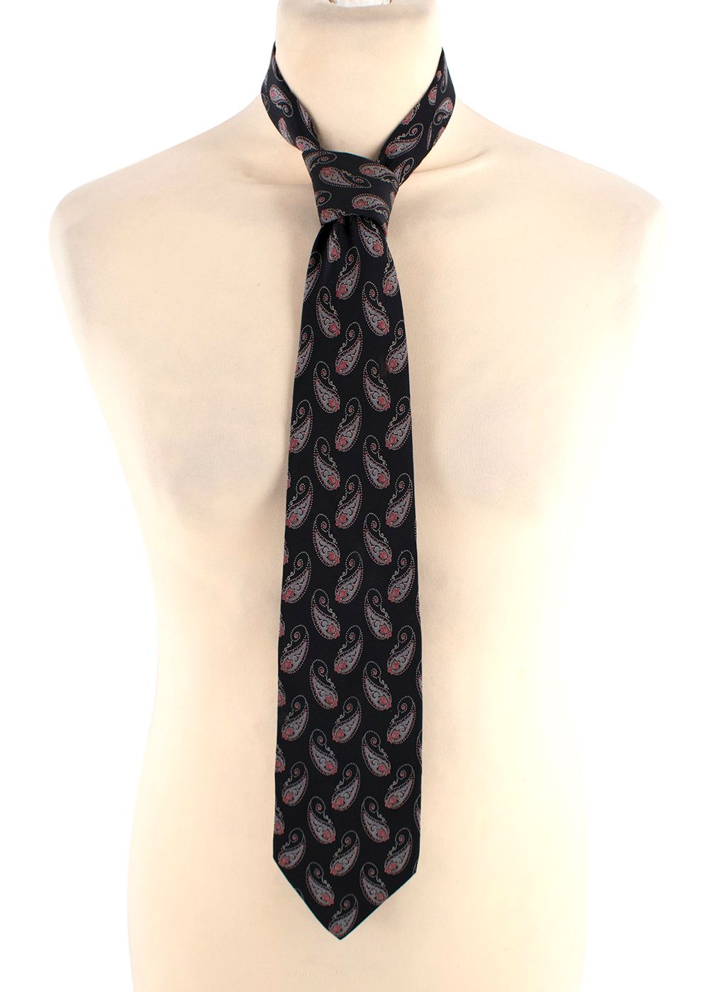 Men's Preowned Arnys Paris Black Pattern Tie silk