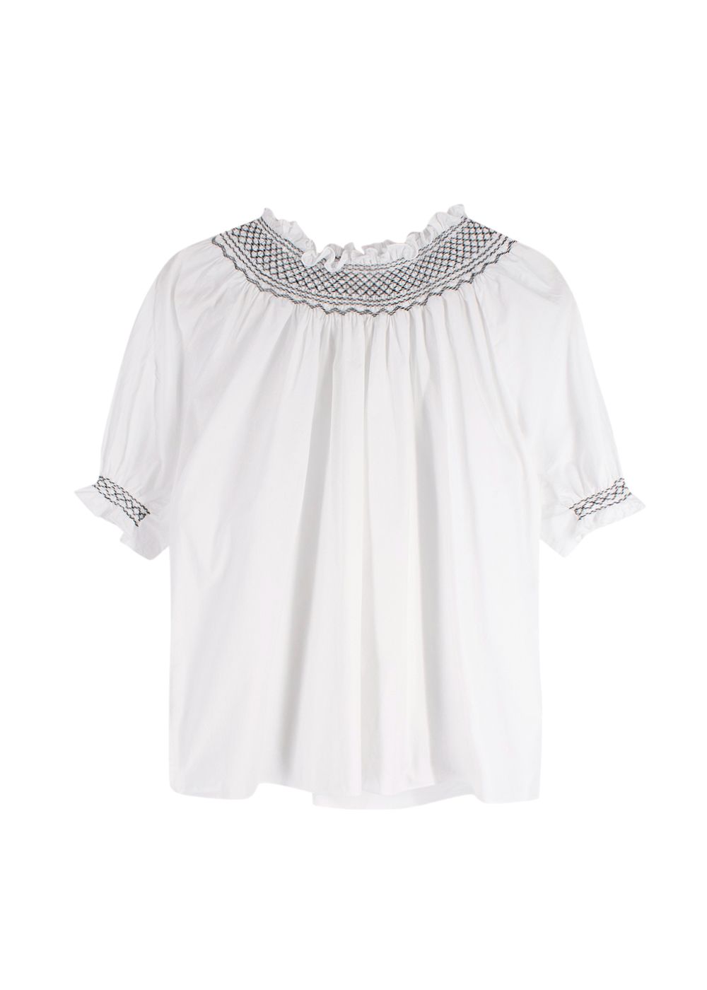 Preowned Loretta Caponi White Cotton Off-shoulder Top Size XS