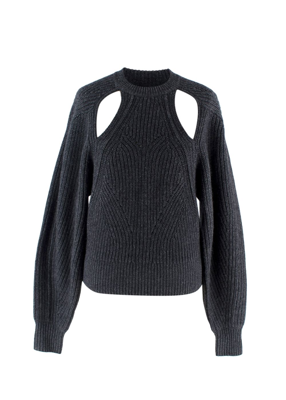 Preowned Isabel Marant Palma Cutout Ribbed Wool and Cashmere-Blend Sweater Size XS Grey wool/cashmere