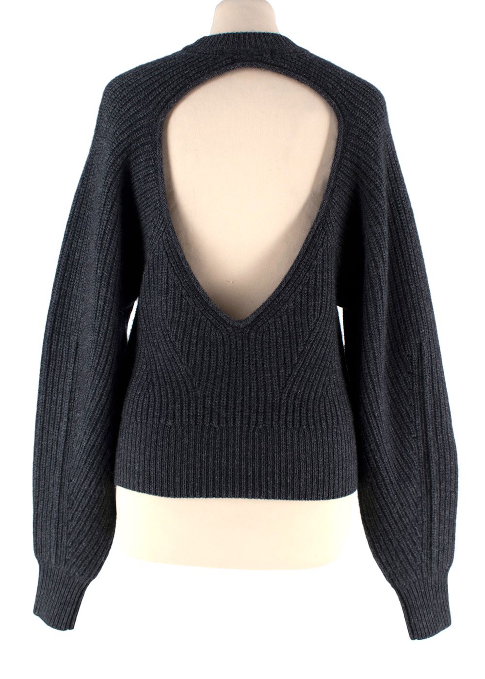 Preowned Isabel Marant Palma Cutout Ribbed Wool and Cashmere-Blend Sweater Size XS Grey wool/cashmere