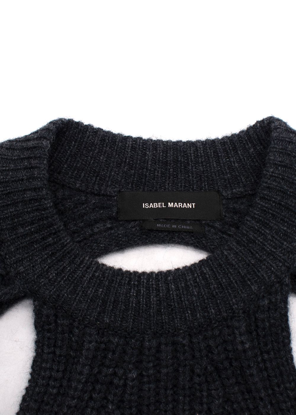 Preowned Isabel Marant Palma Cutout Ribbed Wool and Cashmere-Blend Sweater Size XS Grey wool/cashmere