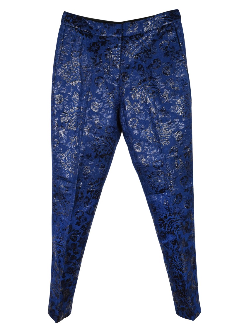 Markus Lupfer Tapered Jacquard Pants Size S Blue viscose