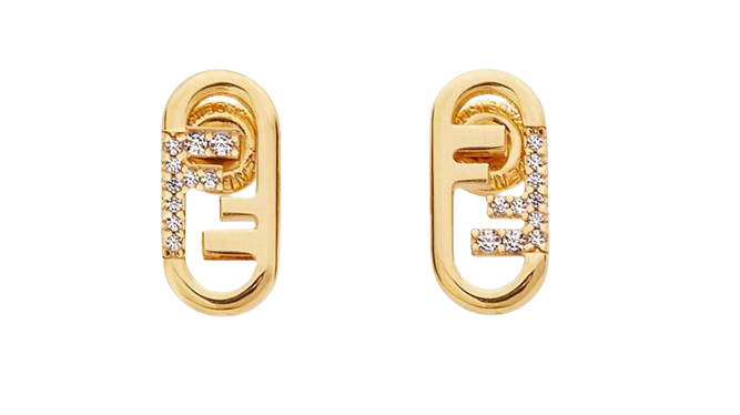 Fendi Gold Tone O’Lock Earrings