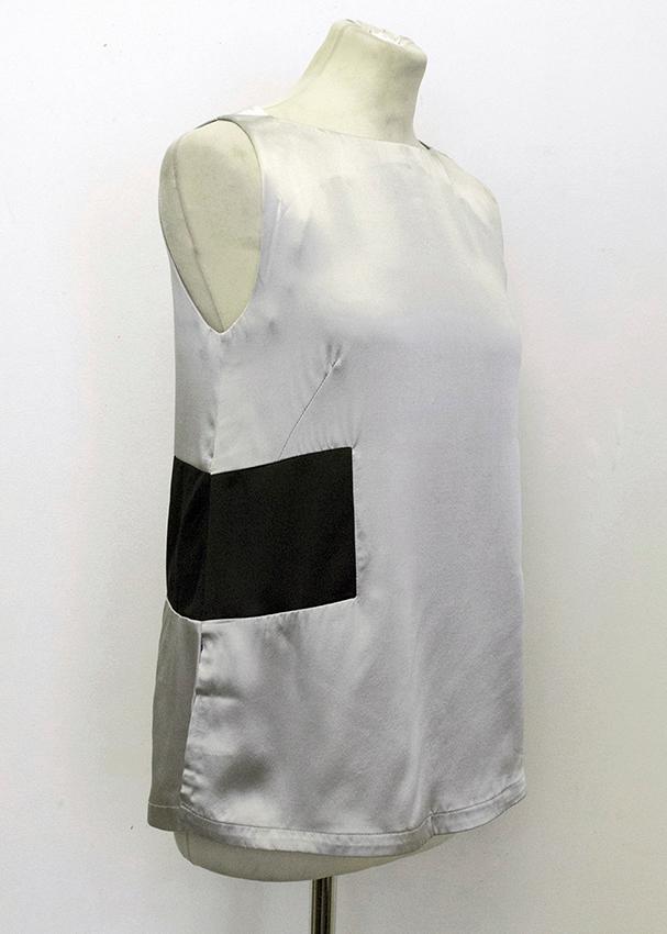 Osman Silver Sleeveless Top with Black Inserts Size S silk