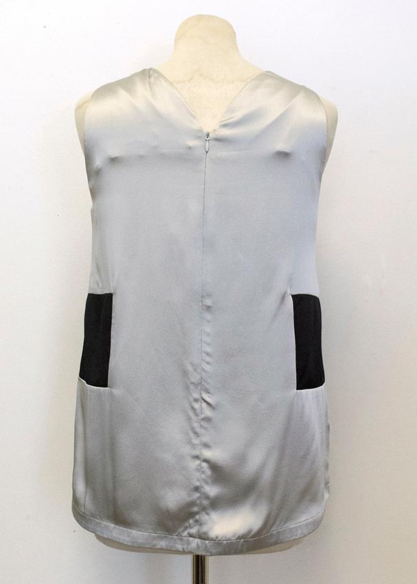 Osman Silver Sleeveless Top with Black Inserts Size S silk