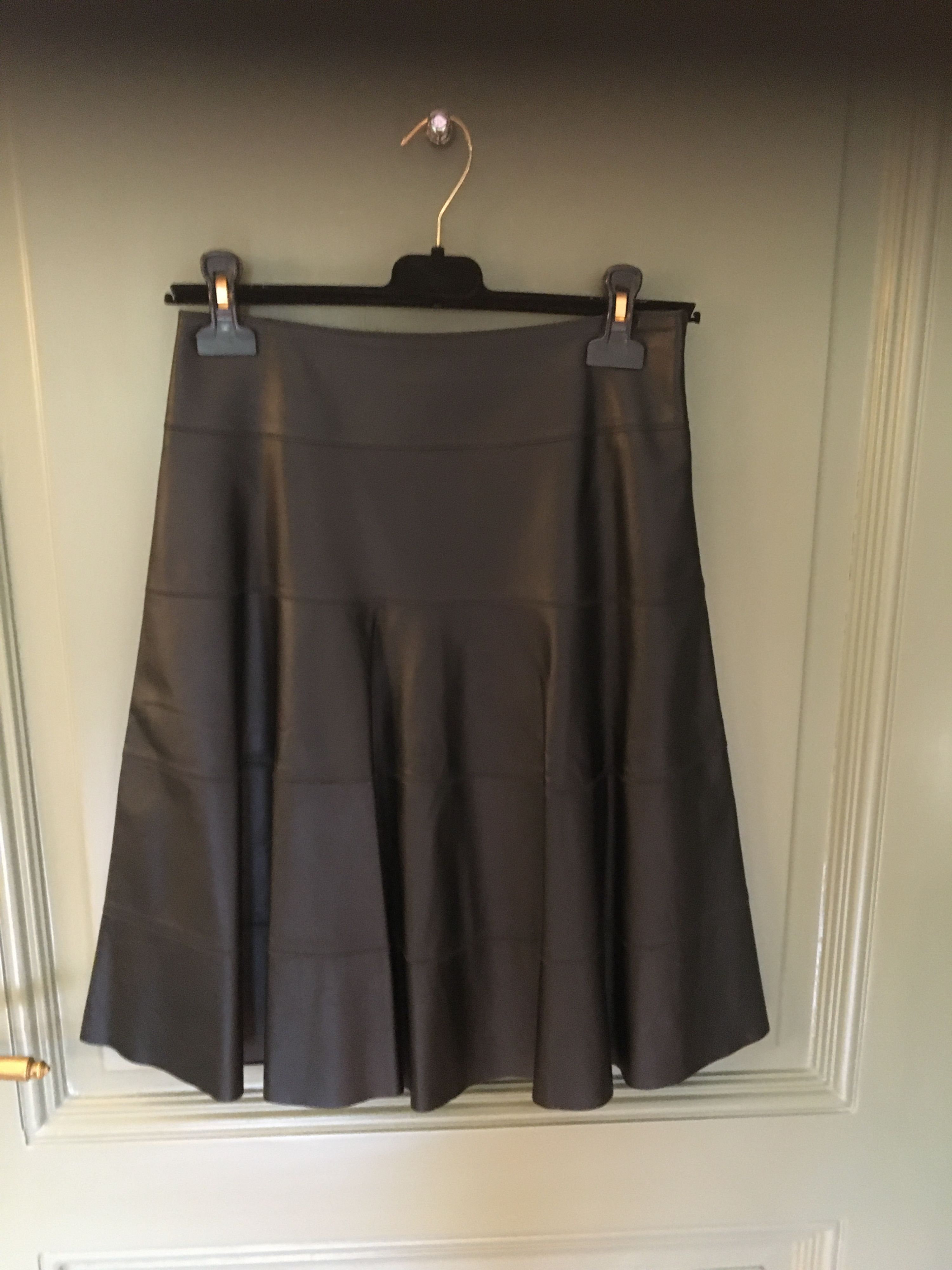 Preowned Paule Ka Black Leather Skirt Size S