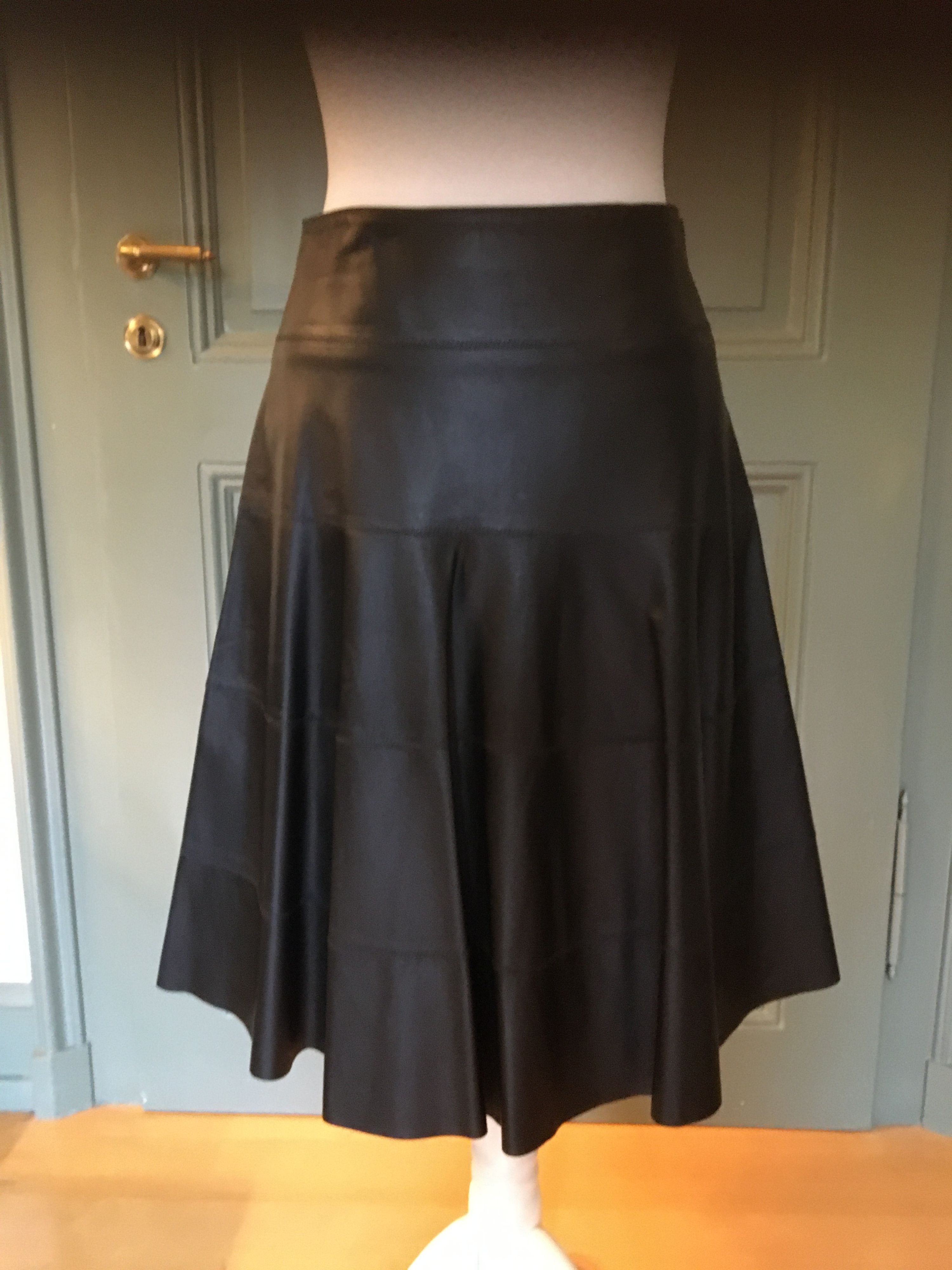 Preowned Paule Ka Black Leather Skirt Size S