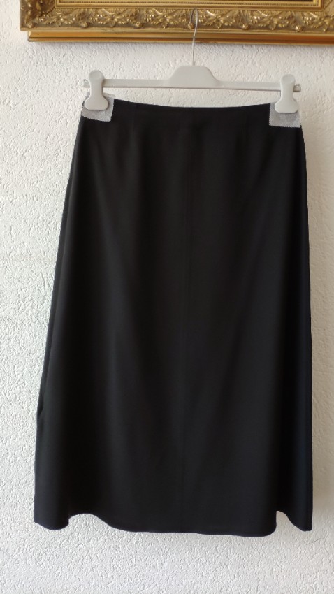 Hermes Black Silk Chaine DAncre Jupe Midi Skirt