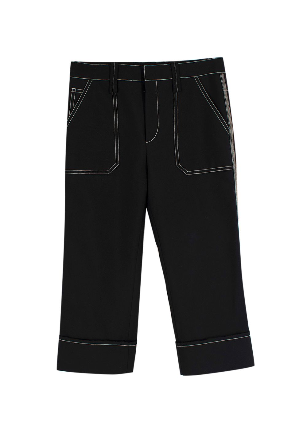 Chloe Contrast-stitch Capri Pants Size XS Black polyester