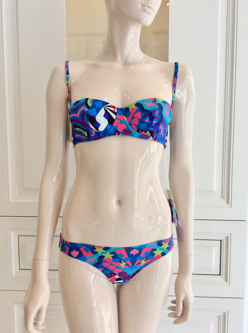 Carizzi Couture Padded Balconette Bikini Size S Blue microfibre/elastane