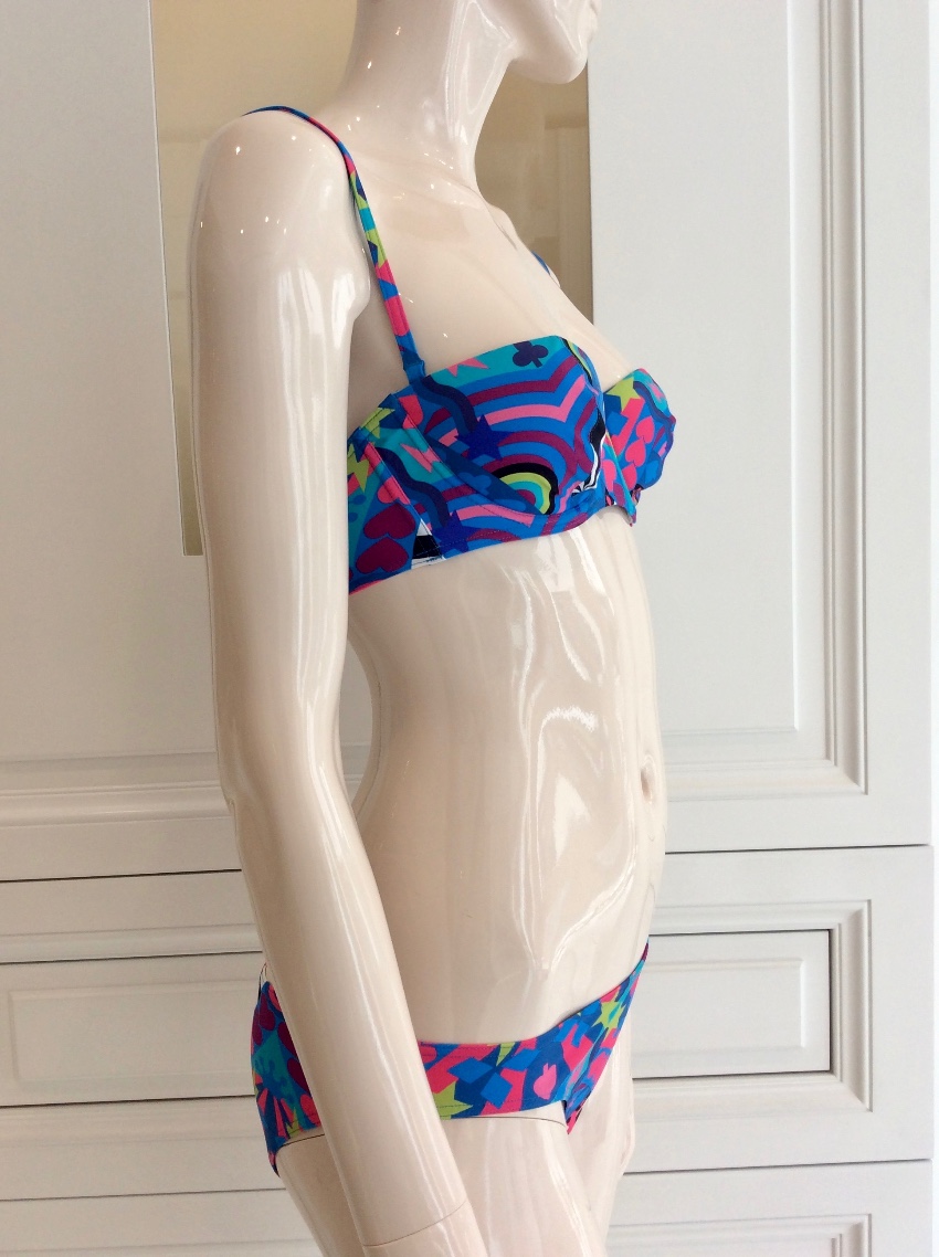 Carizzi Couture Padded Balconette Bikini Size S Blue microfibre/elastane