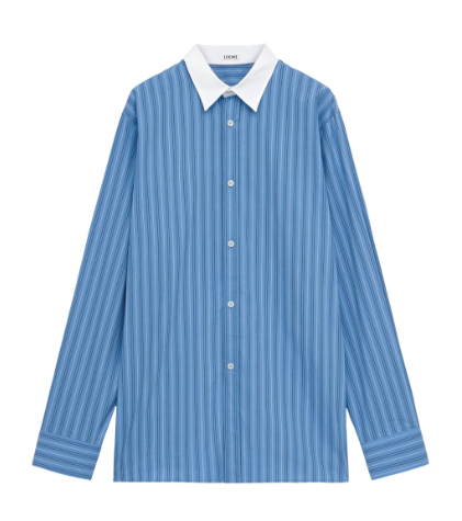 Loewe Blue Unisex Cotton Pinstripe Shirt Size XS