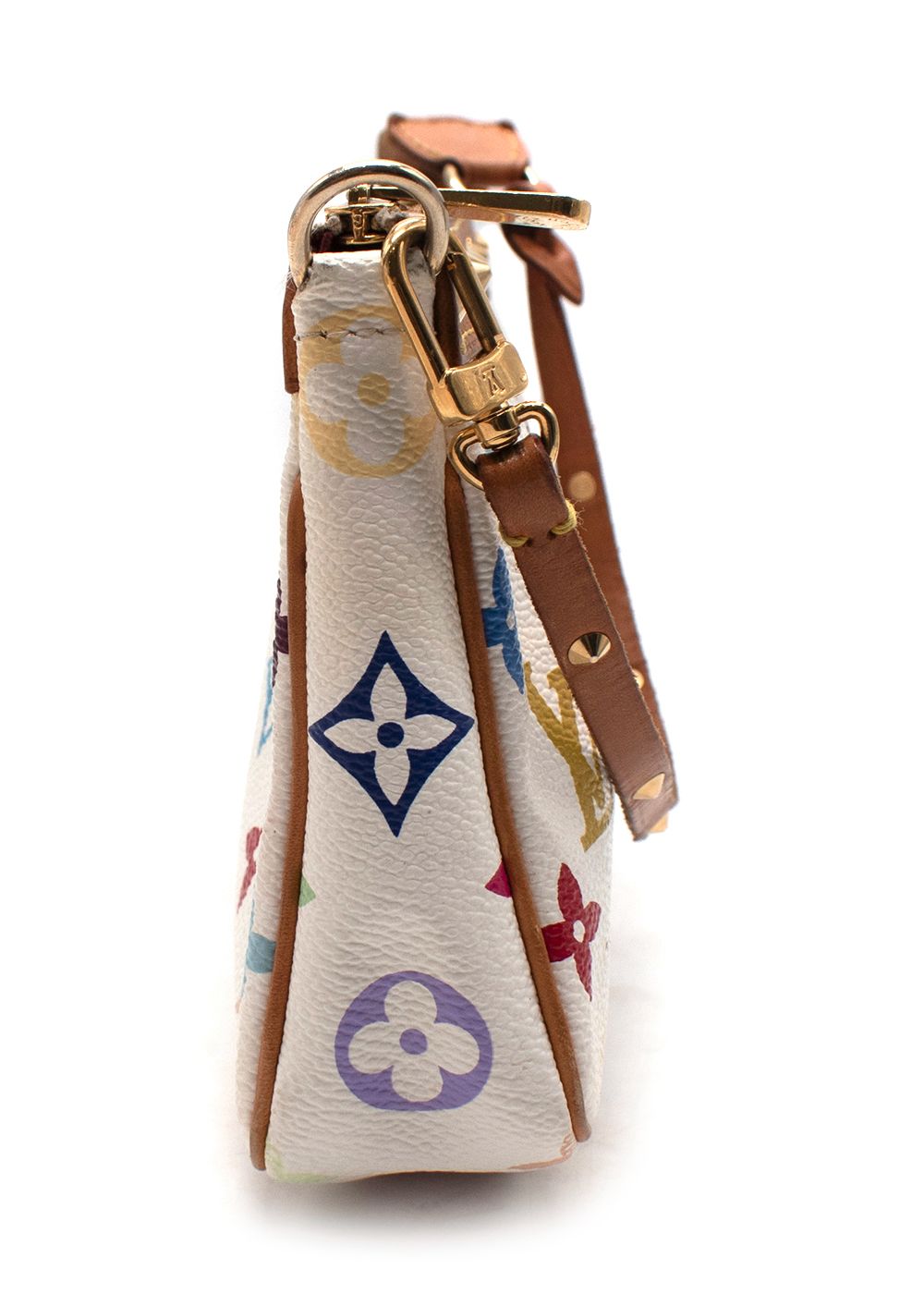 Preowned Louis Vuitton White Multicoloured Pochette Accessoires Shoulder Bag coated canvas/leather trim