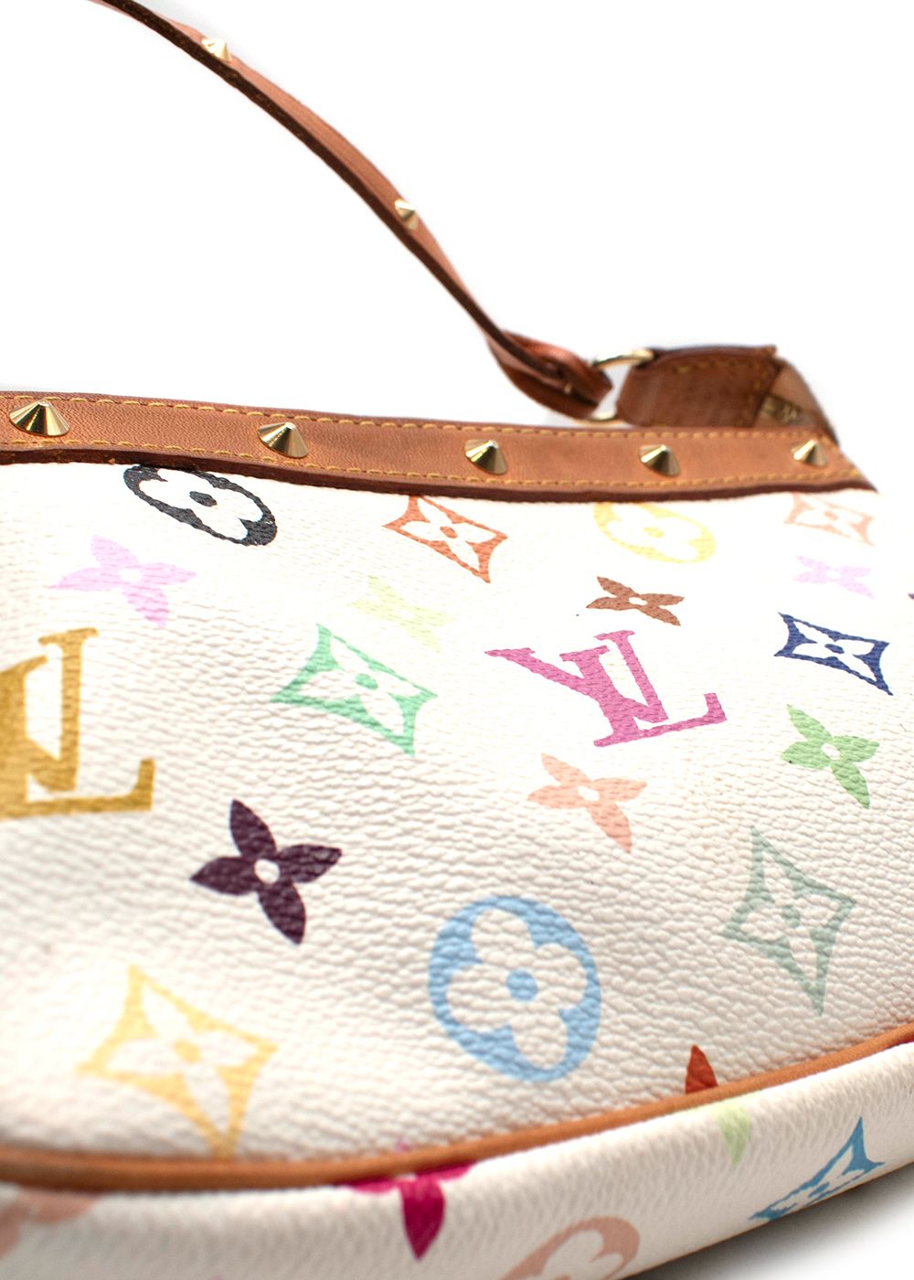 Preowned Louis Vuitton White Multicoloured Pochette Accessoires Shoulder Bag coated canvas/leather trim