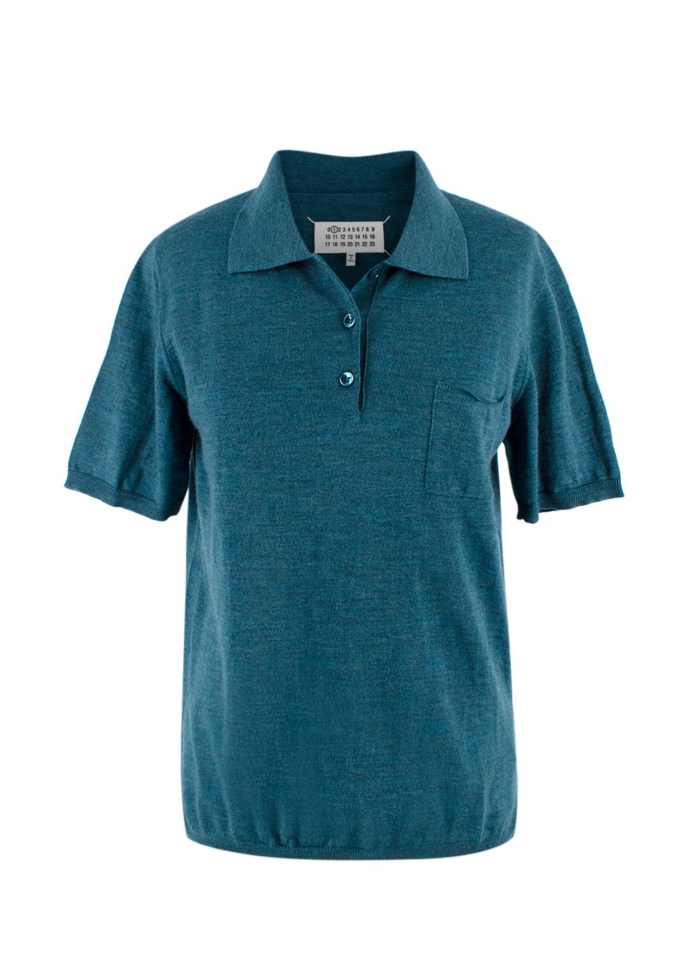 Martin Margiela Turquoise Wool Polo Top Size L teal