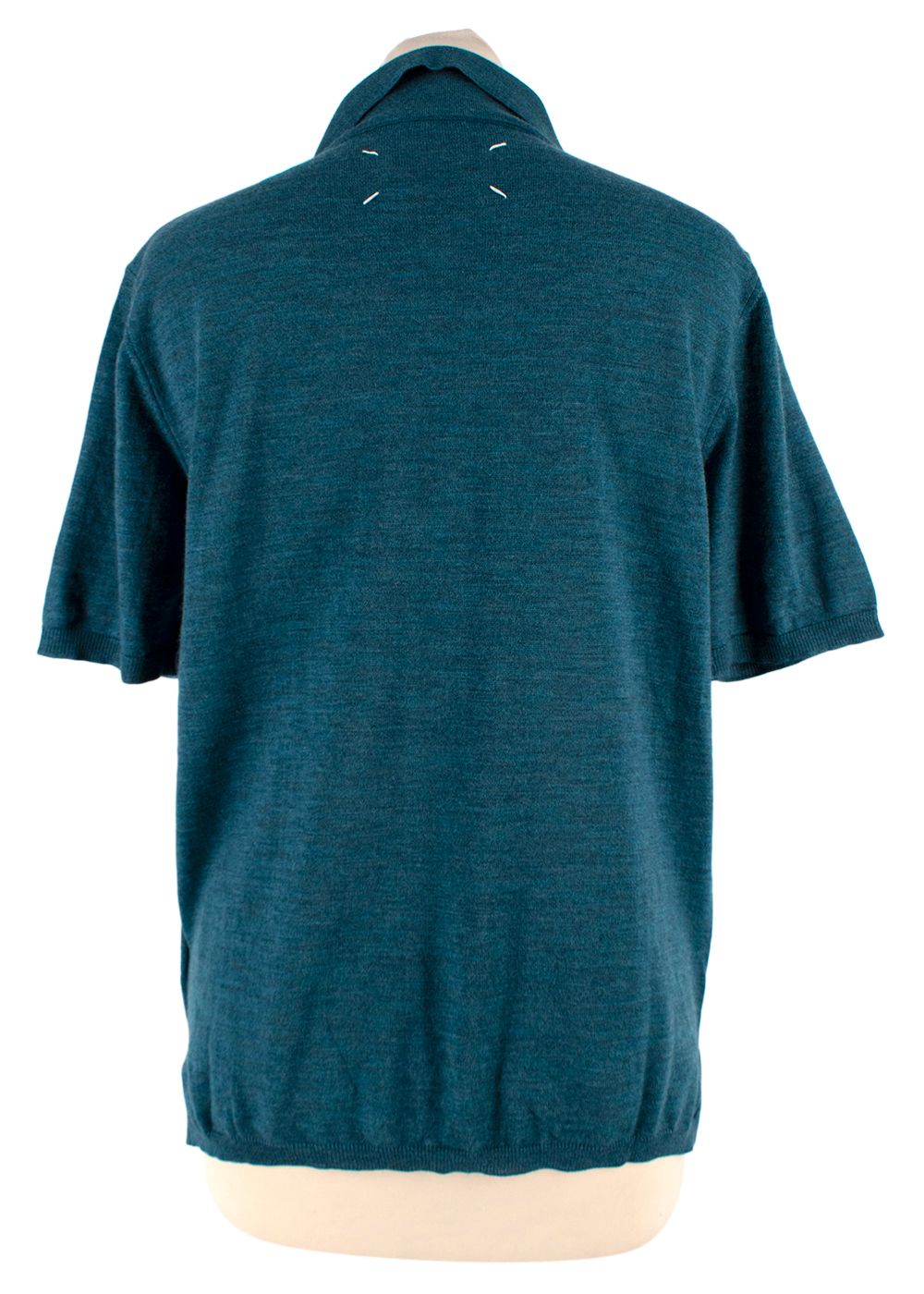 Martin Margiela Turquoise Wool Polo Top Size L teal