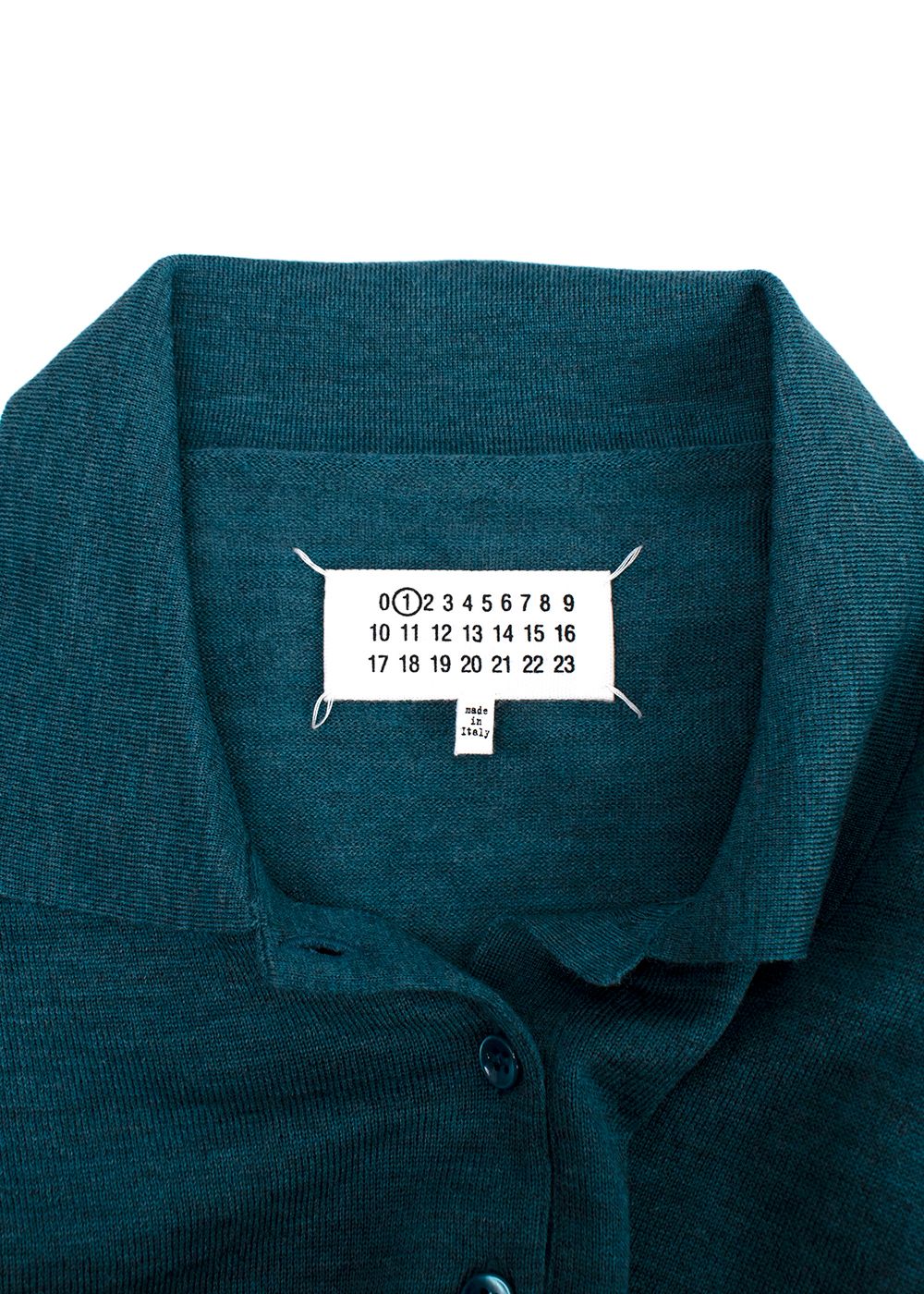 Martin Margiela Turquoise Wool Polo Top Size L teal