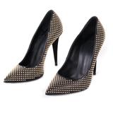 NEW Giuseppe Zanotti Black Studded Heels Size 395 leather