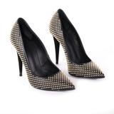 NEW Giuseppe Zanotti Black Studded Heels Size 395 leather