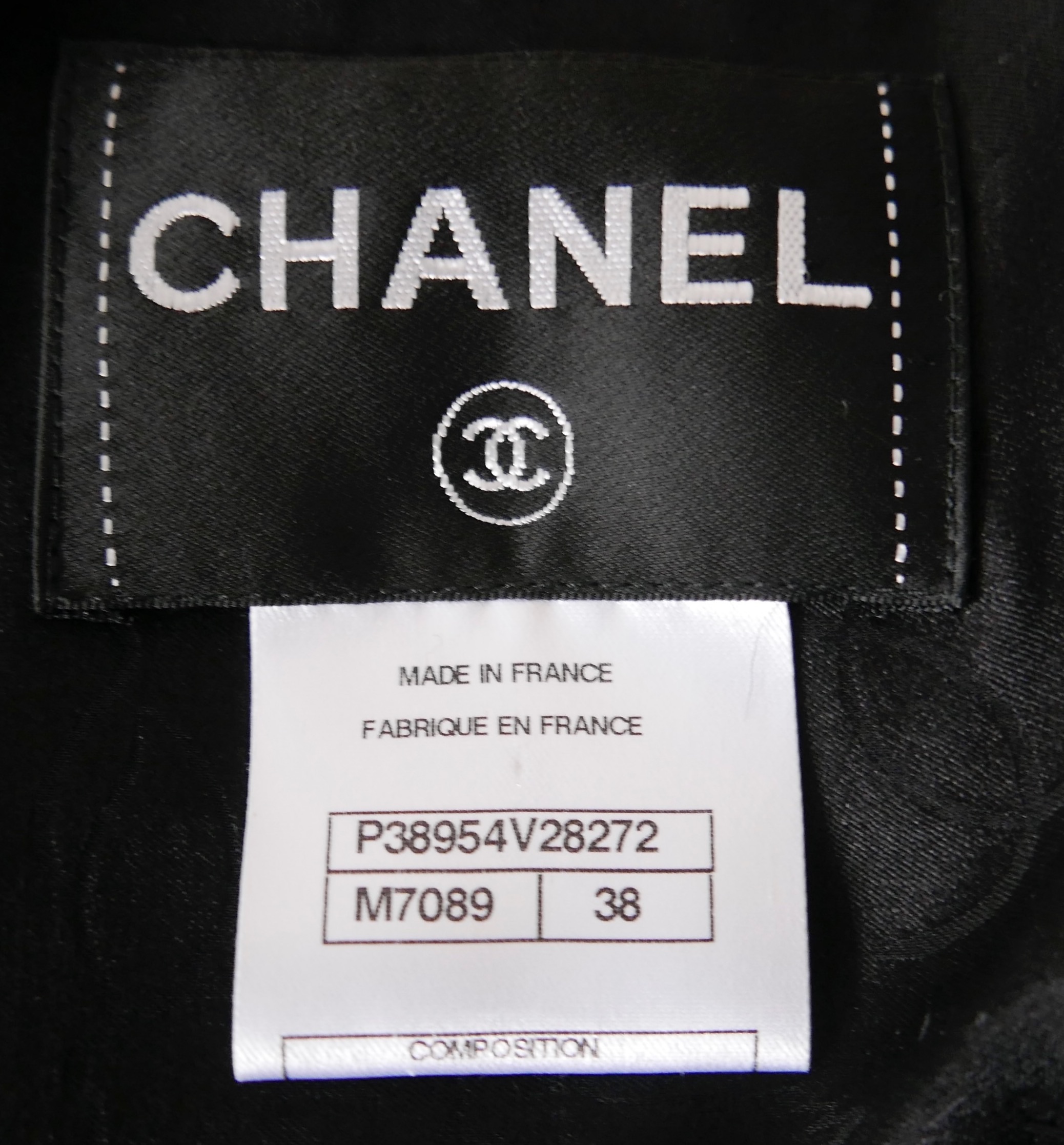 Preowned Chanel Black  White Fantasy Tweed Coat Size M wool mix