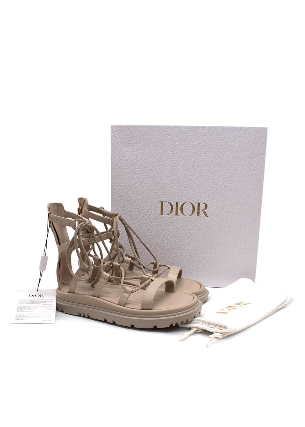 Dior Sand Abbesse Calfskin sandals Size 39 Stone calfskin leather