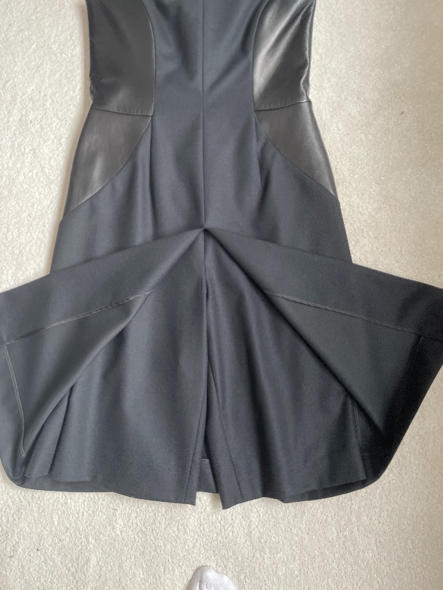 Preowned Yves Saint Laurent Vintage Black Leather Panelled Strapless Mini Dress Size M