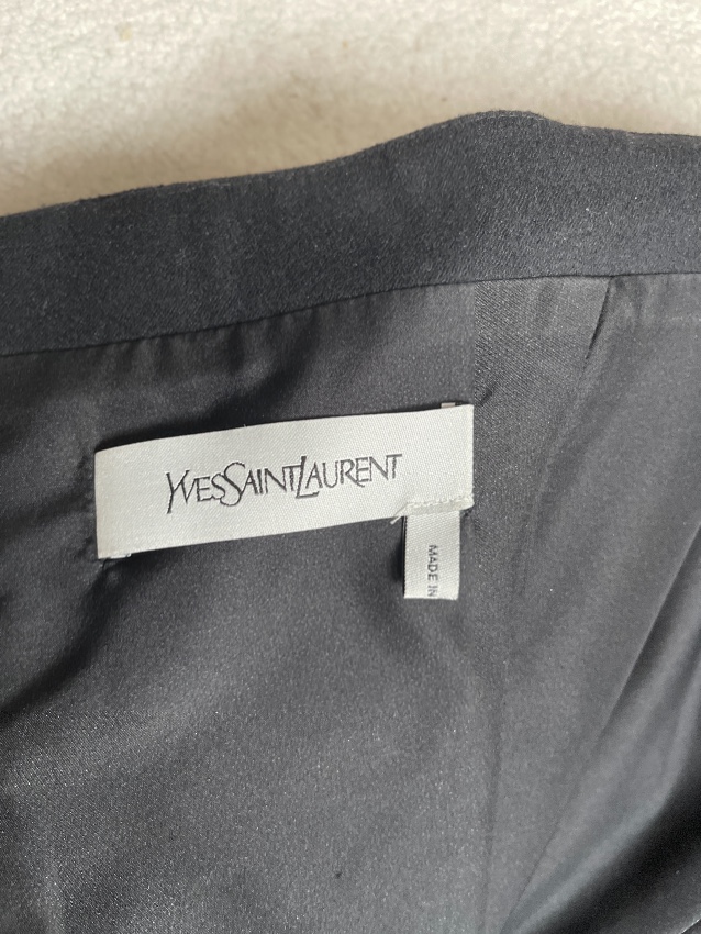 Preowned Yves Saint Laurent Vintage Black Leather Panelled Strapless Mini Dress Size M