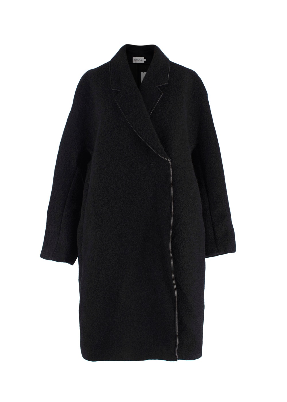 Calvin Klein Black Bonded Wool Cocoon Coat Size XS polyester/wool/acrylic