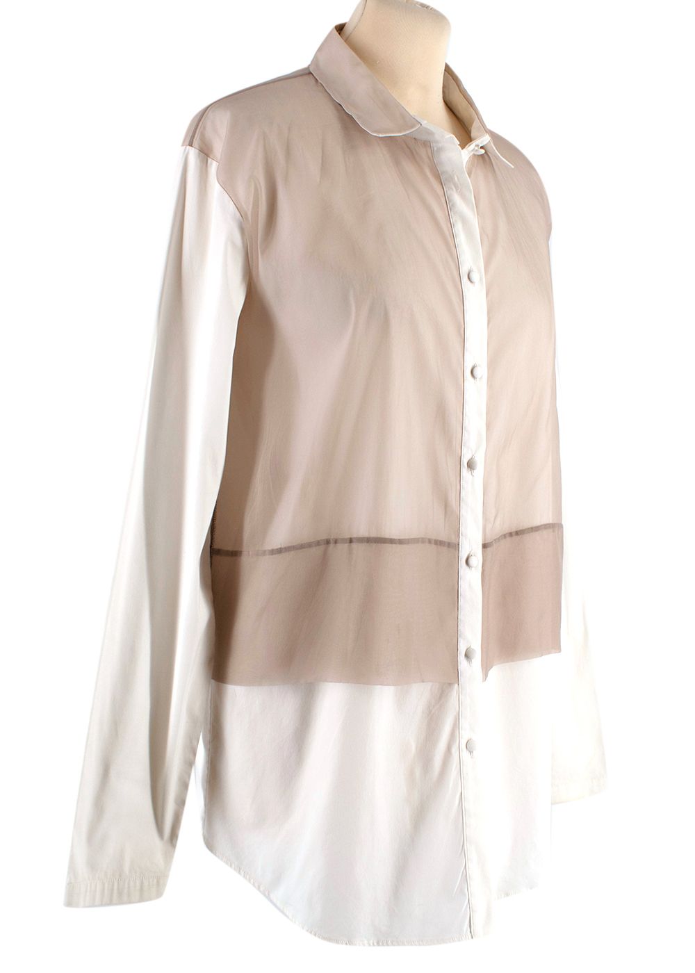 Fabiana Filippi Mesh Panelled Cotton Shirt Size M White