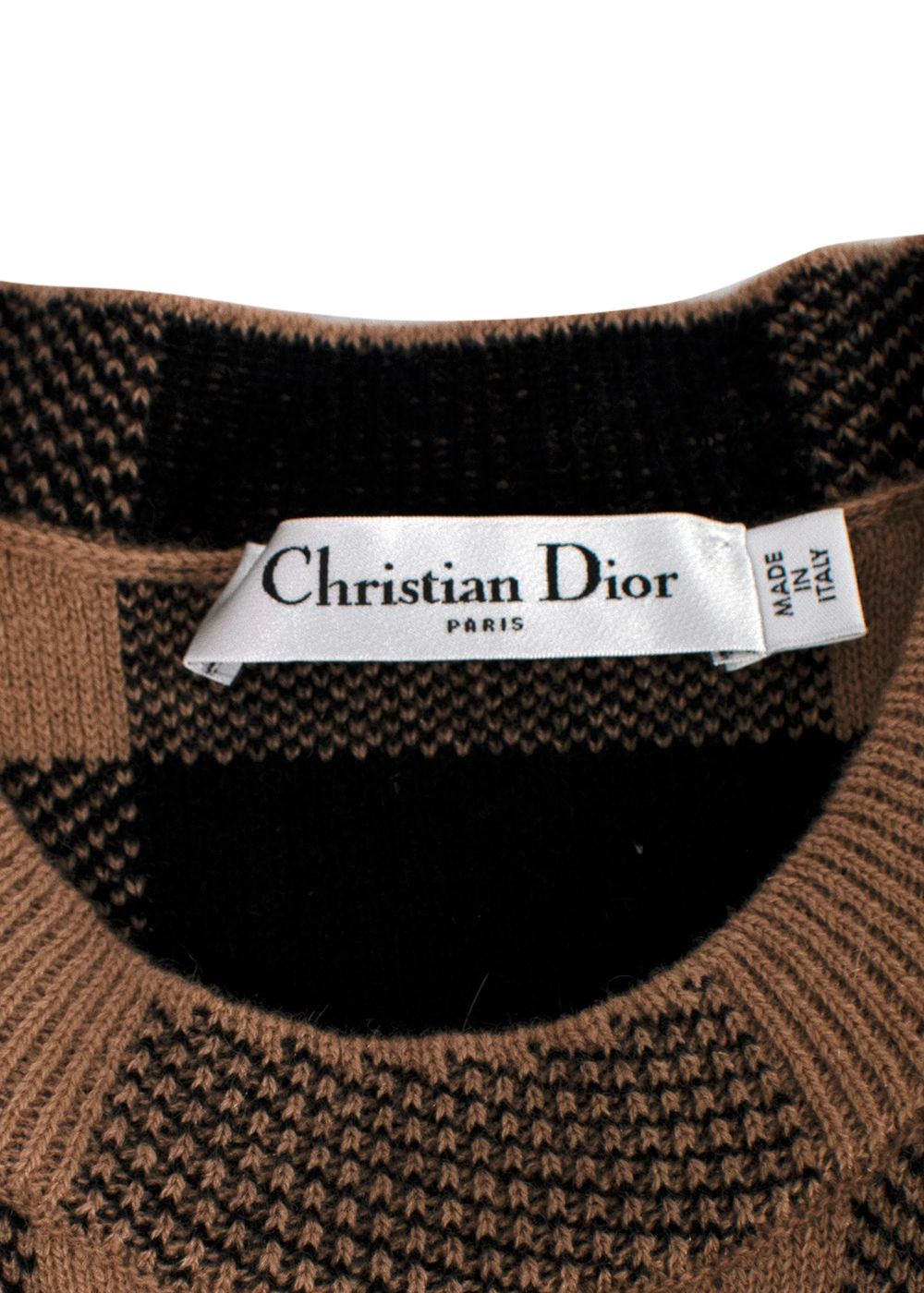 Dior Brown and Black Check Cashmere Cardigan and Vest Top Set Size S brown black