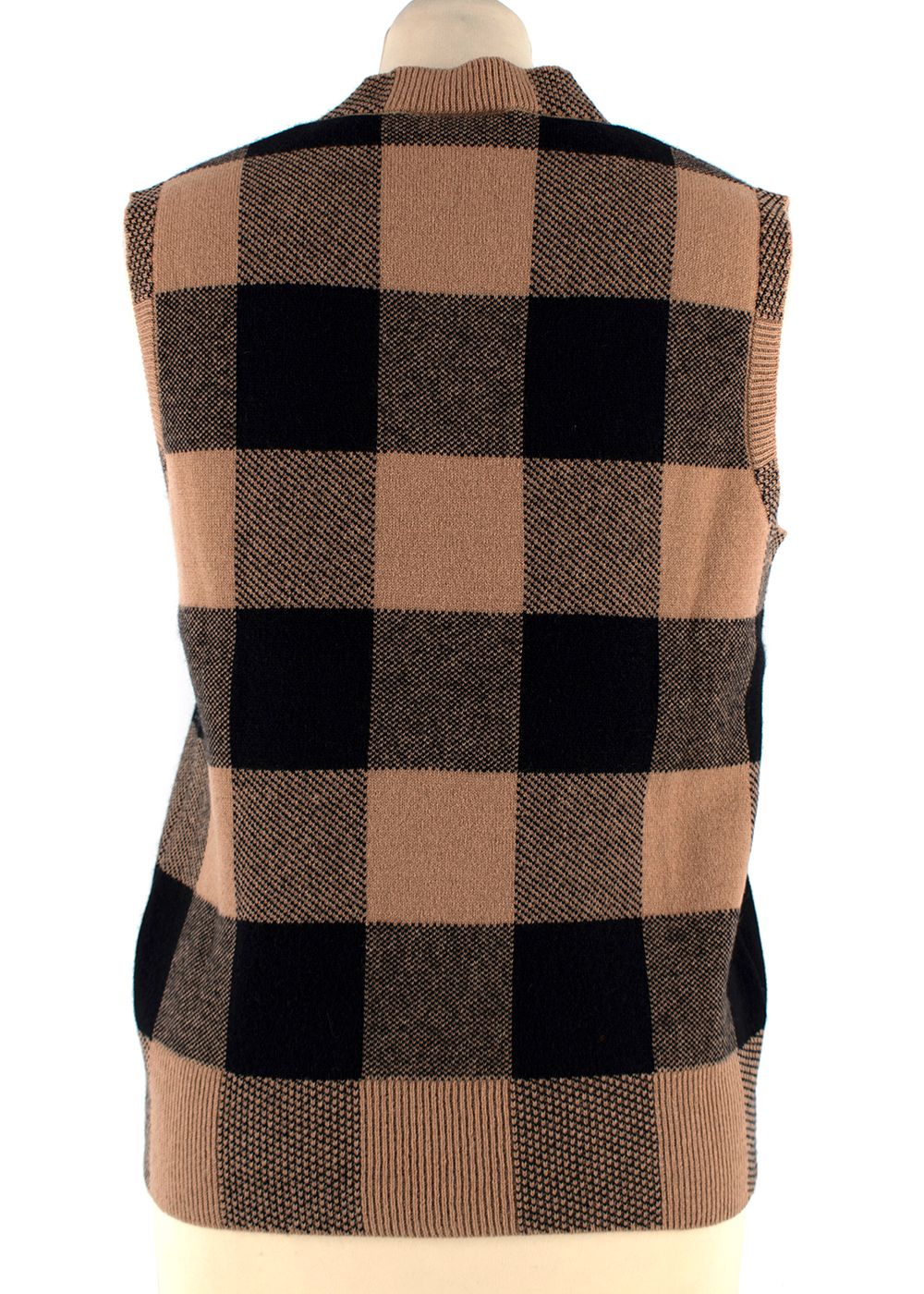 Dior Brown and Black Check Cashmere Cardigan and Vest Top Set Size S brown black