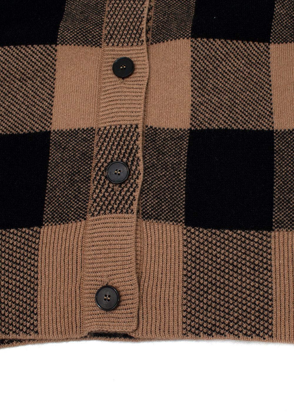 Dior Brown and Black Check Cashmere Cardigan and Vest Top Set Size S brown black