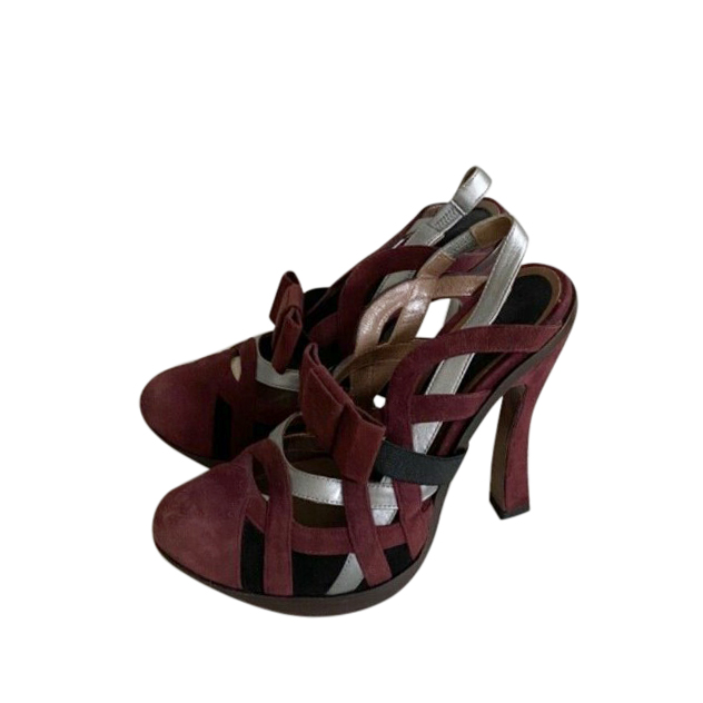 Marni Burgundy Suede Woven Sandals Size 36