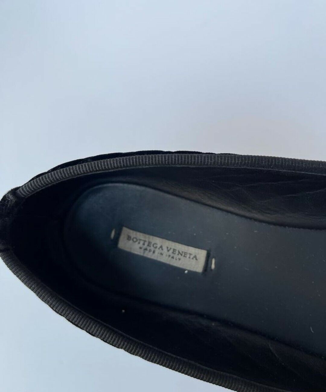 Preowned Bottega Veneta Quilted Velvet Gondoliera Flats Size 37 Black leather