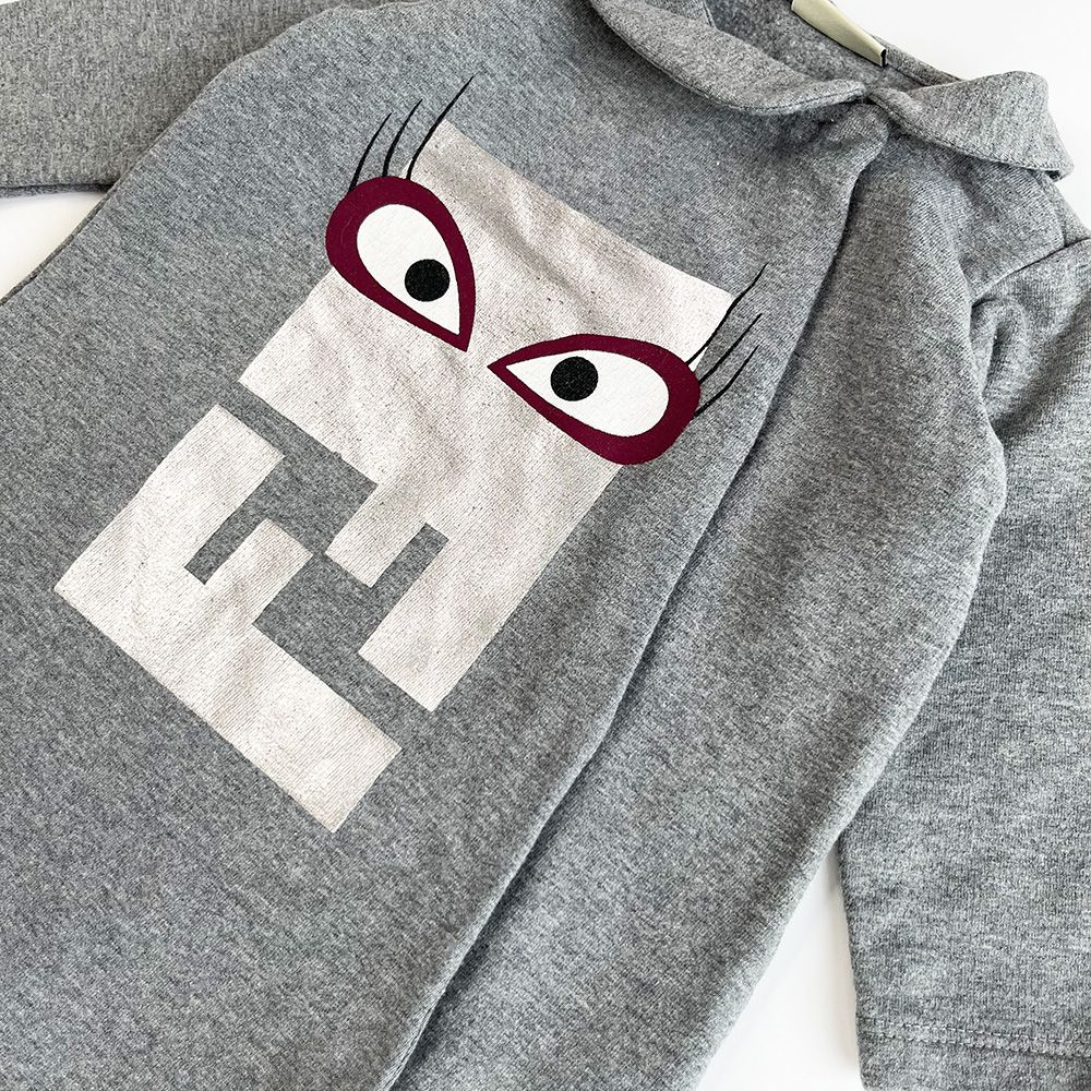 Boys Preowned Fendi FF Monster Print Grey Cotton Onesie Size 6-9 Months