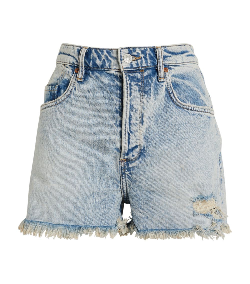 All Saints Denim Libby High-Rise Shorts Size 29/74 Blue cotton