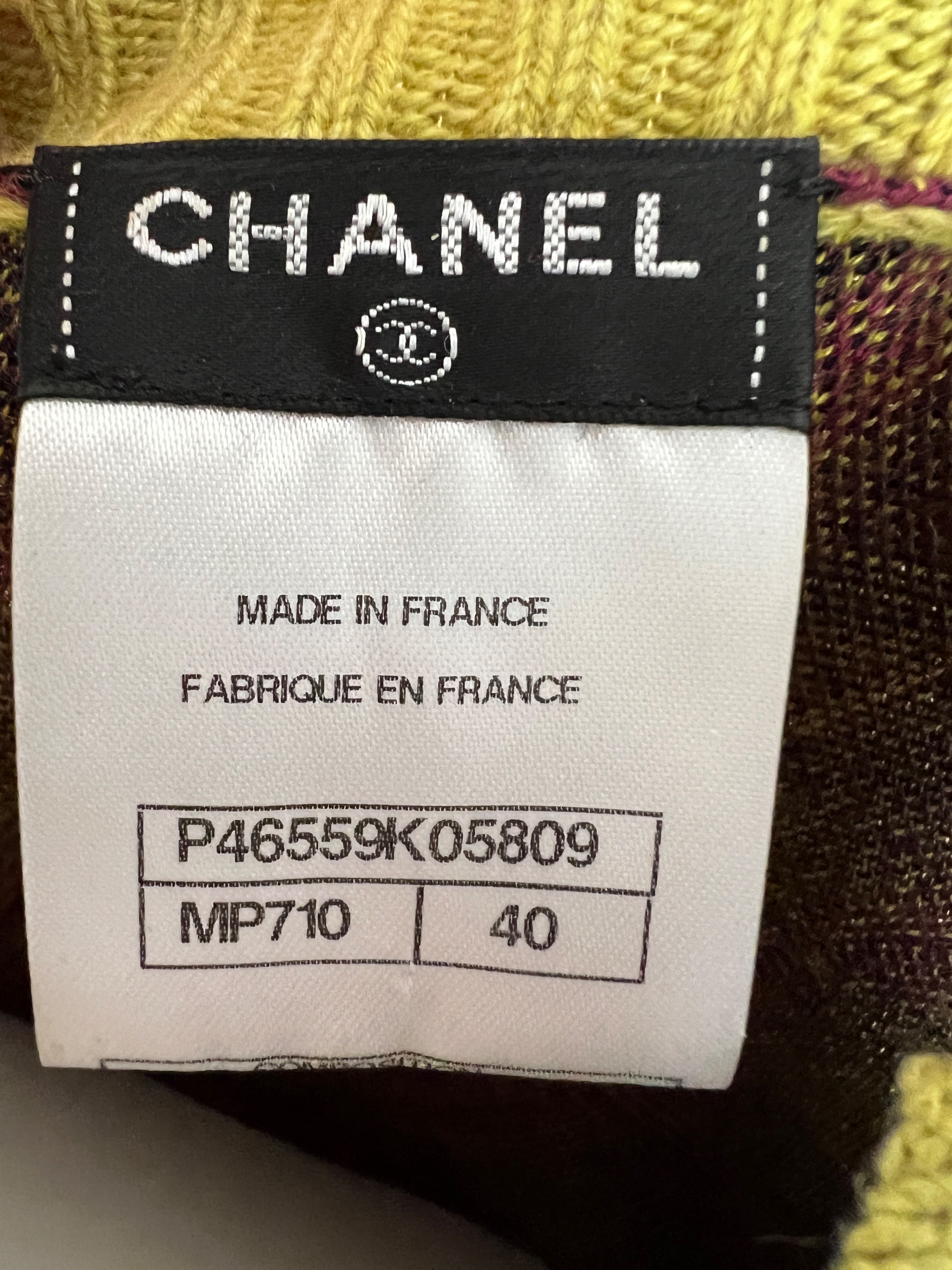 Chanel Navy Argyle Cashmere Dress Size S multicolor