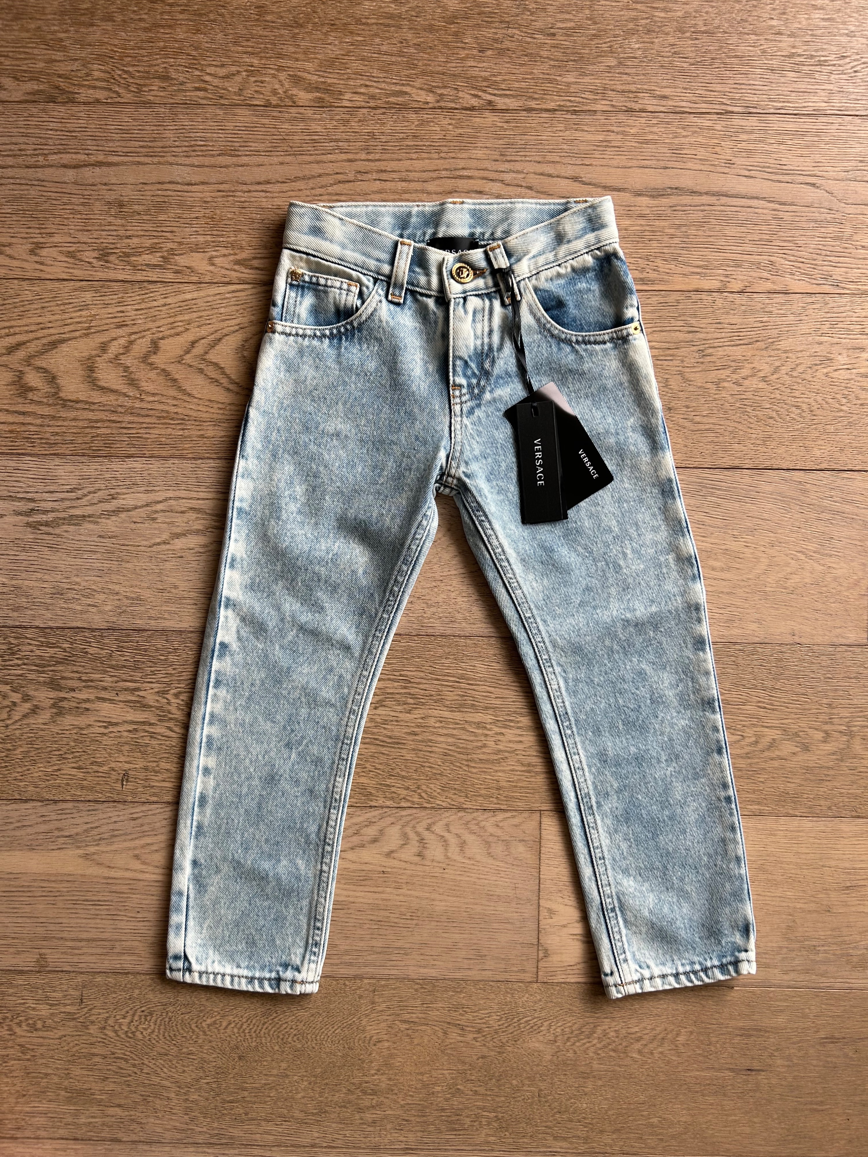 Boys Versace Kids Acid Wash Jeans Size 5 Years Blue cotton