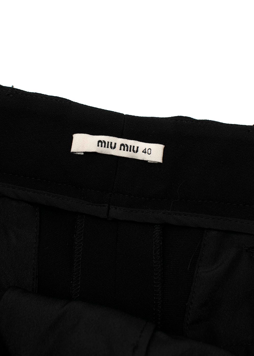 Preowned Miu Miu Black Ankle Bow Wrap Cigarette Pants Size XS triacetate/polyester