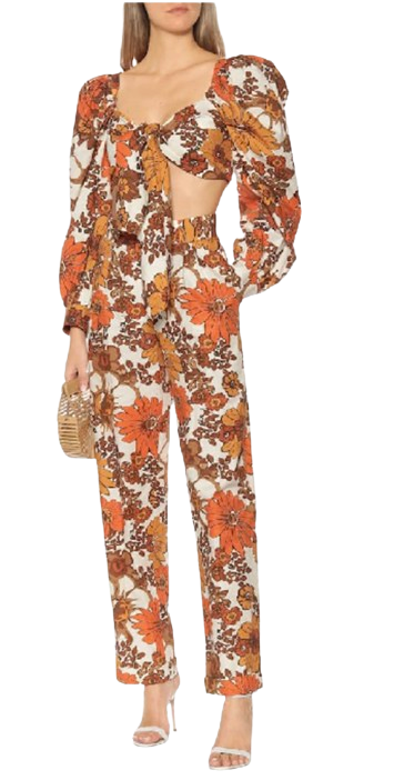 Dodo Bar Or Orange Lana Floral Trousers Size M cotton