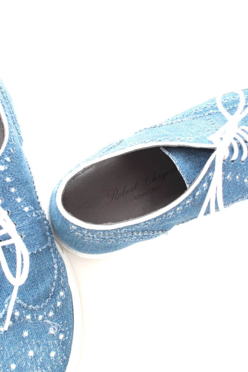 Preowned Roberto Clergerie Denim Brogue Sneakers Size 365 Blue leather