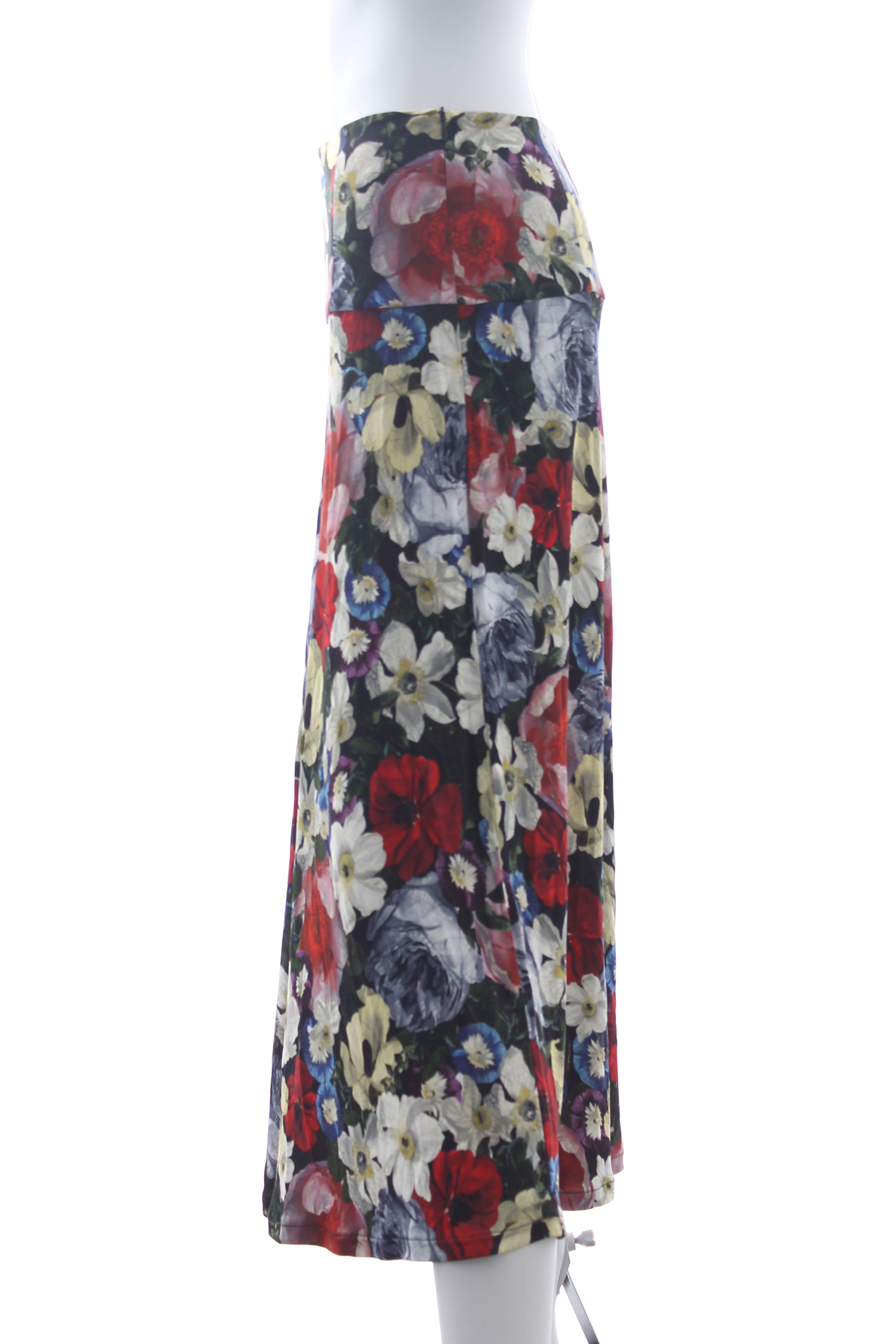 Preowned Erdem Elvin Floral Print Satin-Jersey Midi Skirt Size S Multi viscose