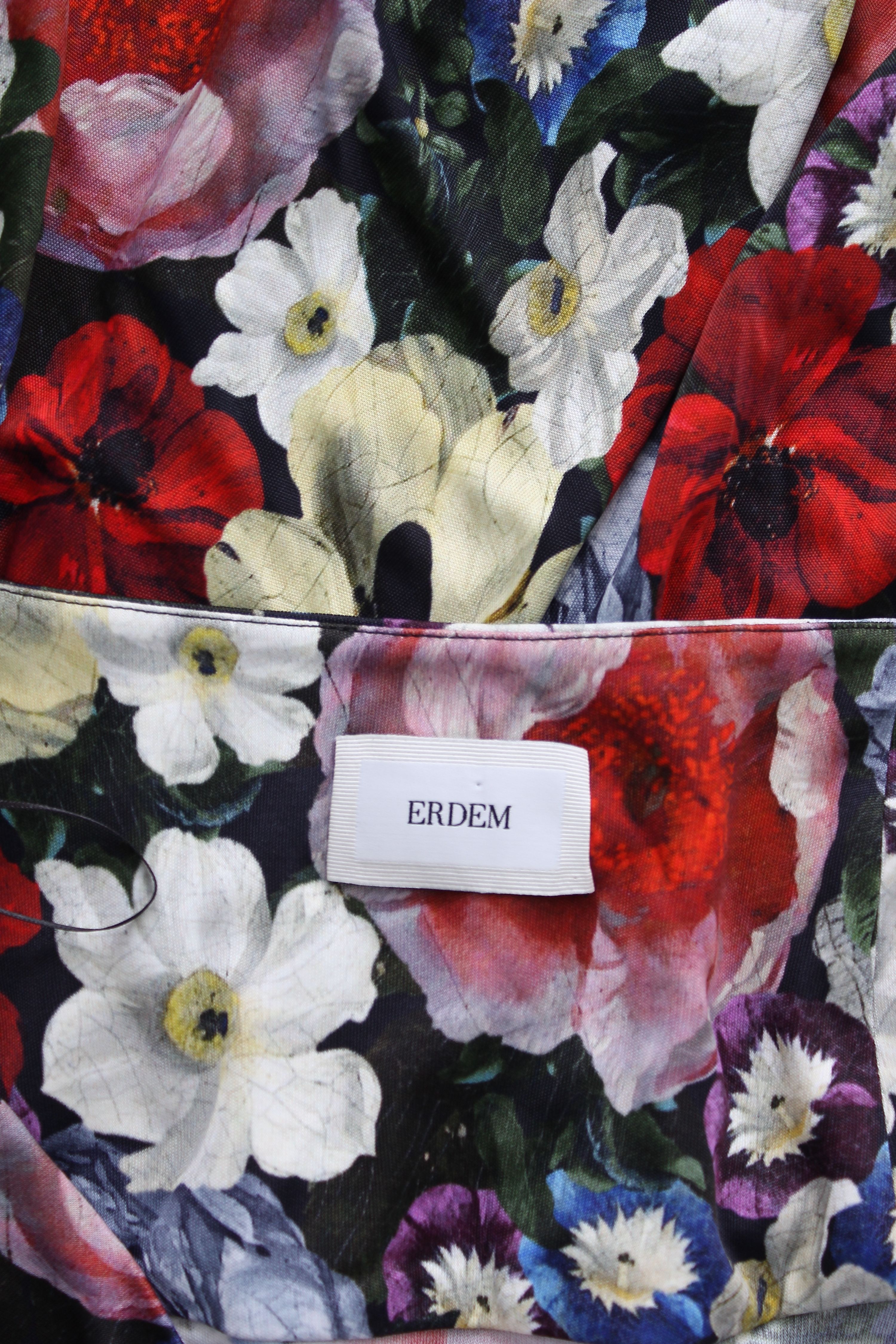 Preowned Erdem Elvin Floral Print Satin-Jersey Midi Skirt Size S Multi viscose