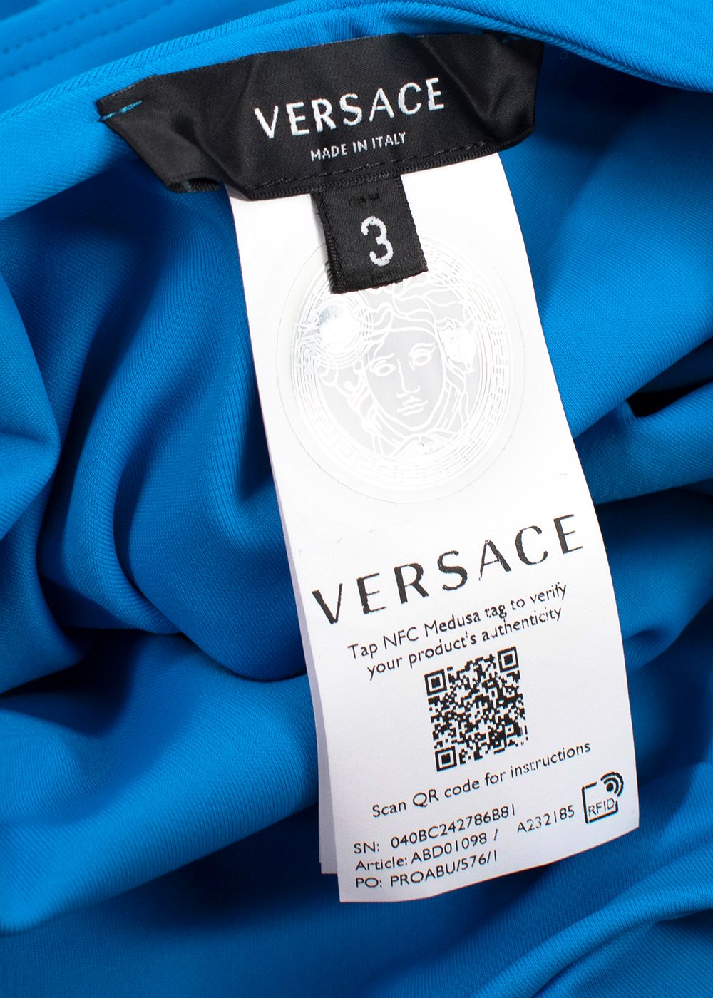 Versace Blue Greca Border One-Piece Swimsuit Size XS cotton-elasthane