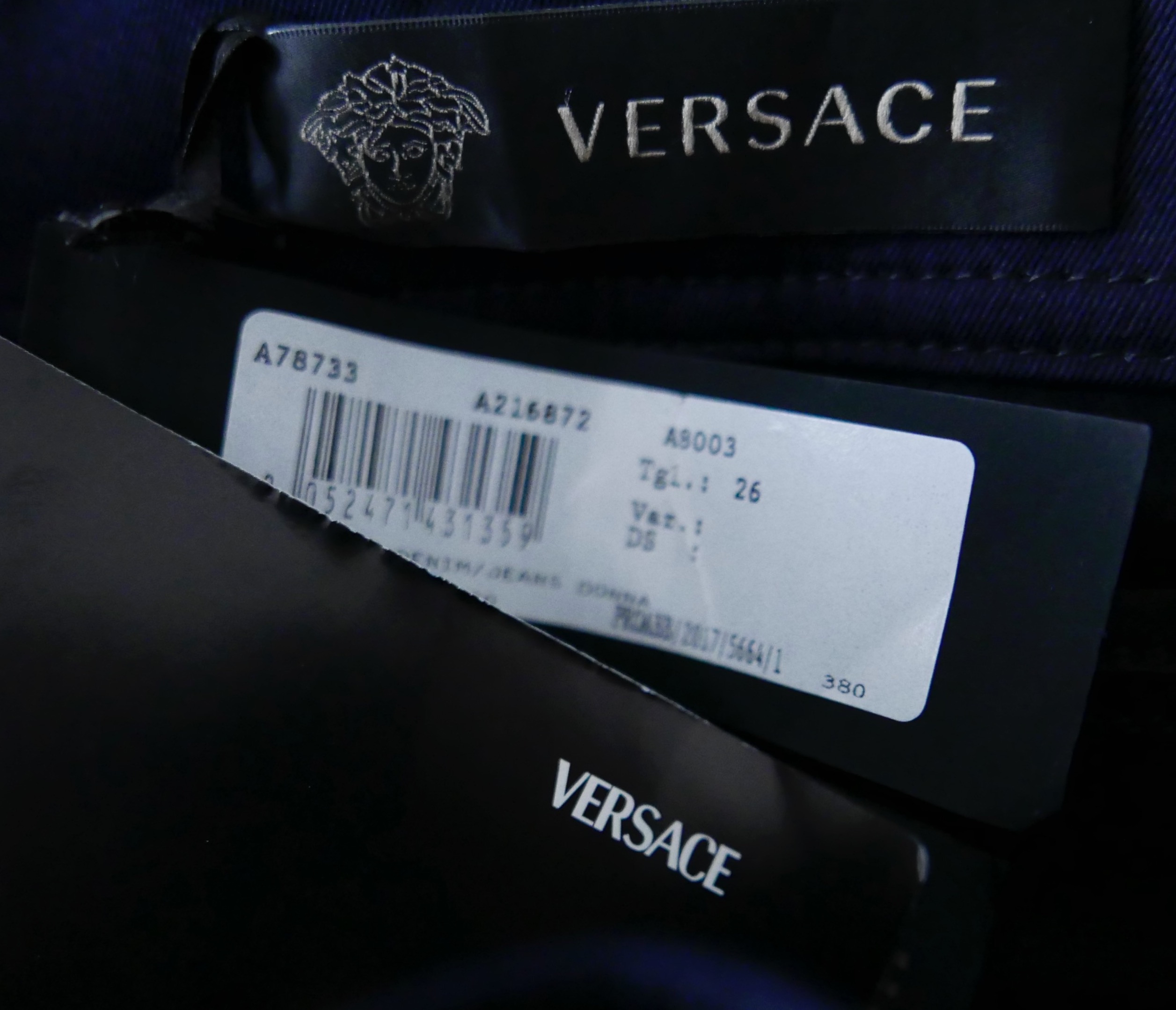 Versace Indigo  and Black Two Tone Jeans Size 26/66