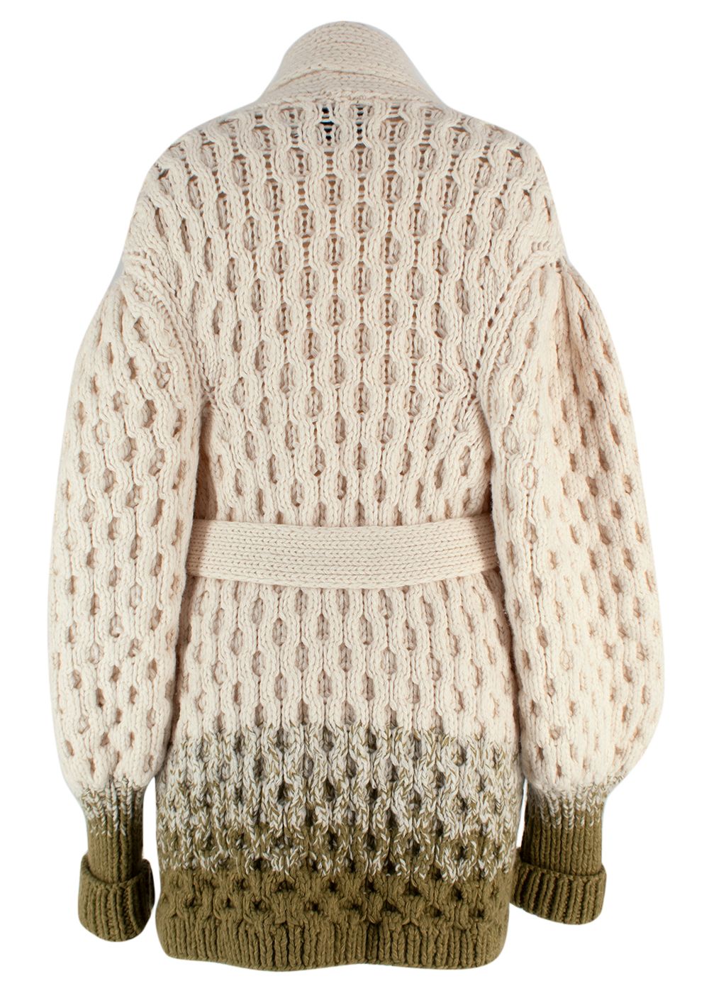 Letanne Cream and Khaki Cashmere Aurora Knitted Cardigan Cream Khaki