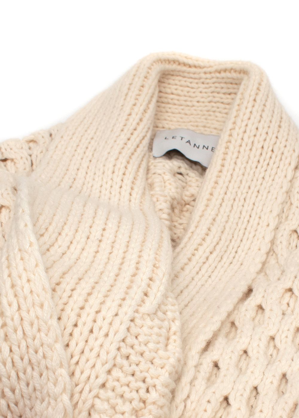 Letanne Cream and Khaki Cashmere Aurora Knitted Cardigan Cream Khaki