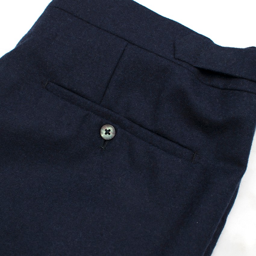 Men's Preowned Hardy Amies Navy Wool Tailored Fit Trousers Blue